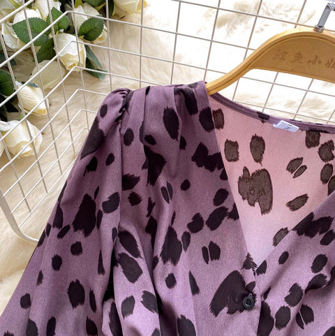 Irregular Design Leopard Print Shirt