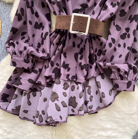 Irregular Design Leopard Print Shirt