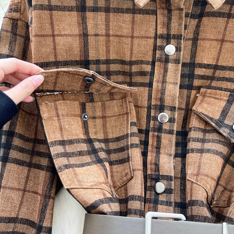 Plaid Sunscreen Shirt with Belt