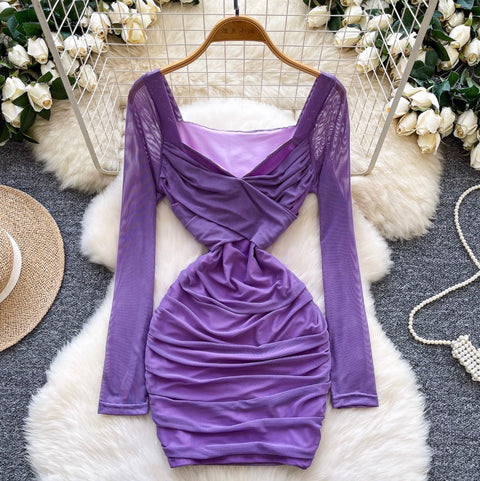 V-neck Knotted Hip-wrapping Dress