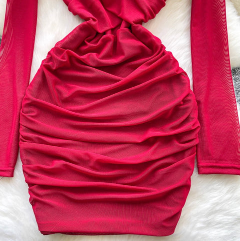 V-neck Knotted Hip-wrapping Dress