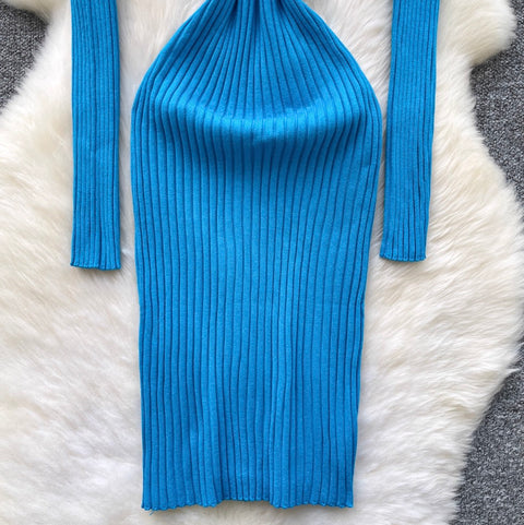 Simple Design Vertical-striped Knit Dress