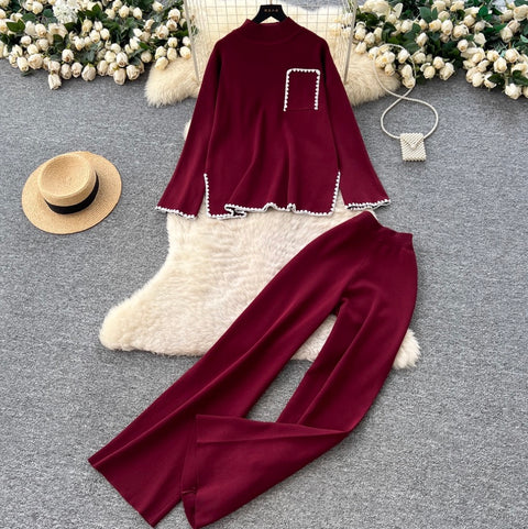 Loose-fit Sweater & Trousers Knitted 2Pcs