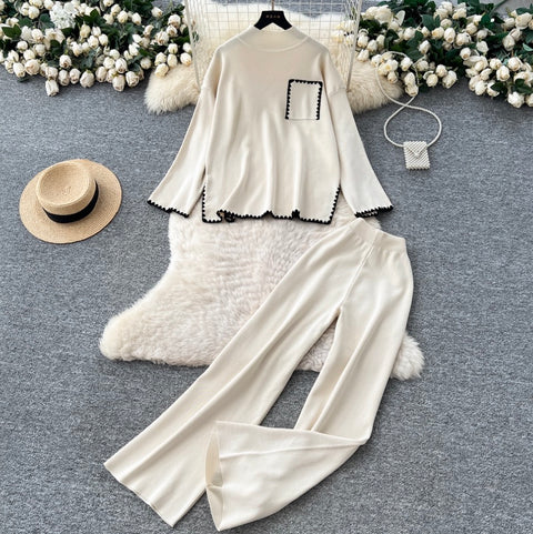 Loose-fit Sweater & Trousers Knitted 2Pcs