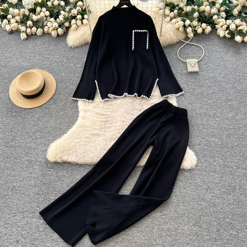 Loose-fit Sweater & Trousers Knitted 2Pcs
