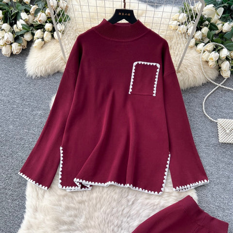 Loose-fit Sweater & Trousers Knitted 2Pcs