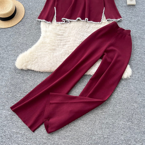 Loose-fit Sweater & Trousers Knitted 2Pcs