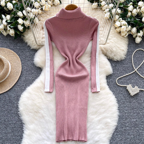 High-end Turtleneck Slim Knit Dress