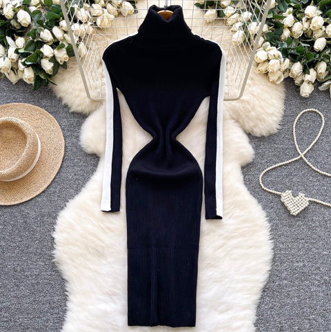 High-end Turtleneck Slim Knit Dress