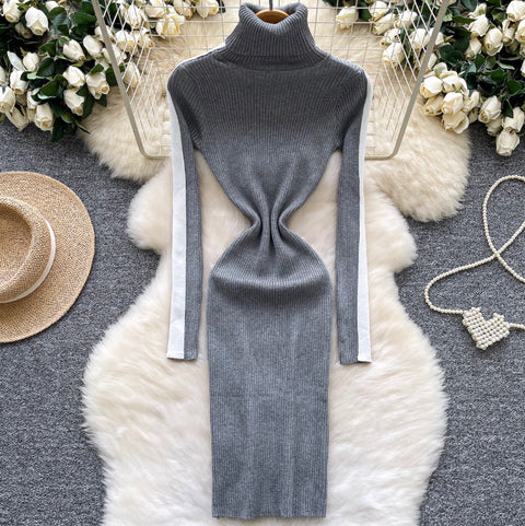 High-end Turtleneck Slim Knit Dress