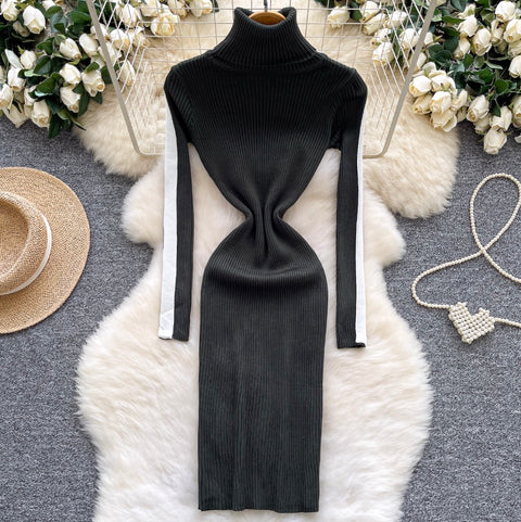 High-end Turtleneck Slim Knit Dress