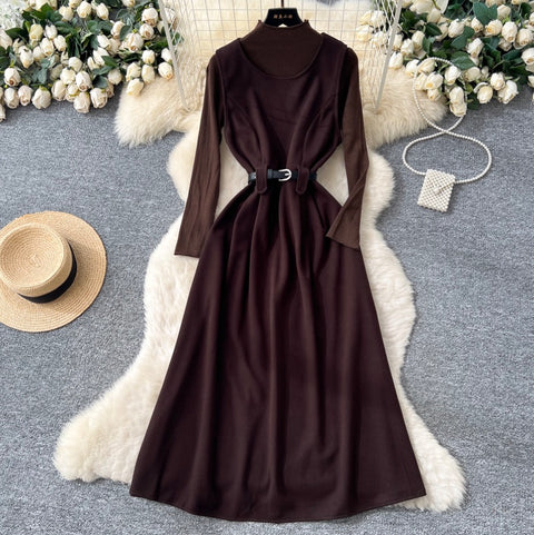 Tweed Vest Dress & Sweater 2Pcs