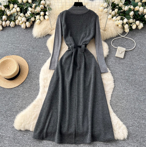 Tweed Vest Dress & Sweater 2Pcs