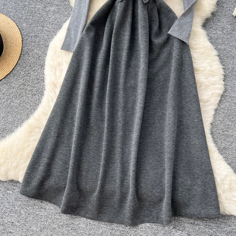 Tweed Vest Dress & Sweater 2Pcs