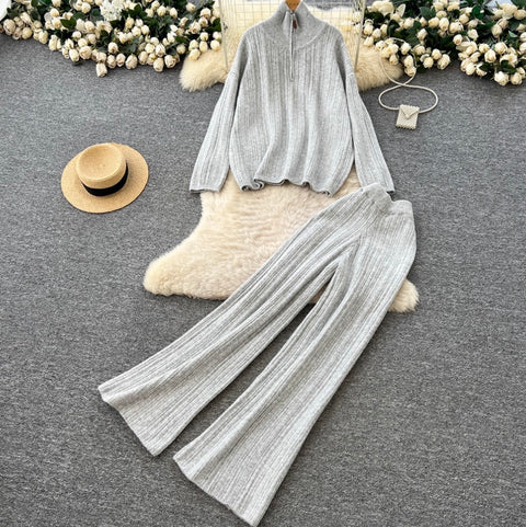 Turtleneck Knitwear & Trousers Casual 2Pcs