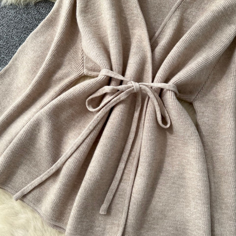 Bat-sleeve Cardigan & Wide-leg Trousers 2Pcs