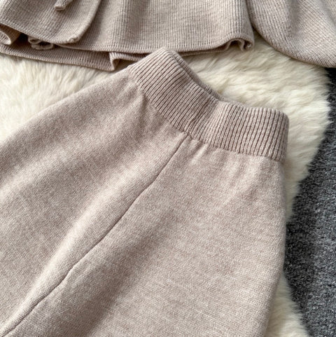 Bat-sleeve Cardigan & Wide-leg Trousers 2Pcs