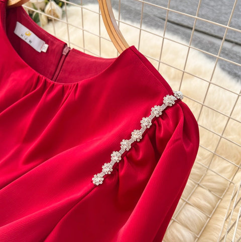 High-end Lace Patchwork A-line Dress