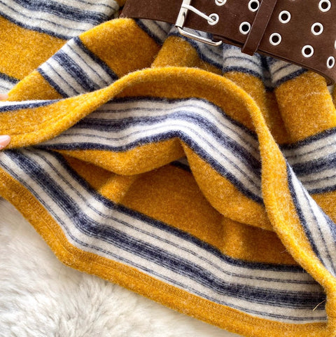 Slant Neckline Striped Knitwear