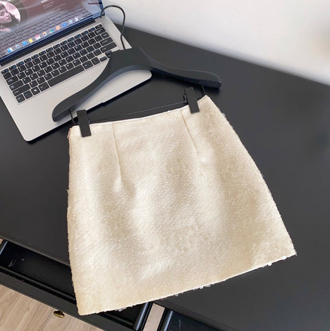 Furry Patchwork Cardigan & Skirt 2Pcs