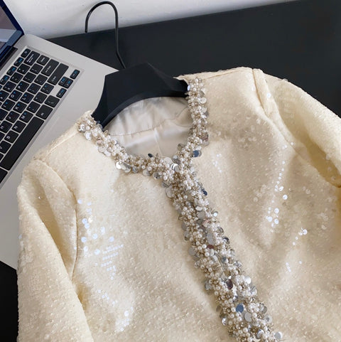 Furry Patchwork Cardigan & Skirt 2Pcs