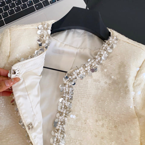 Furry Patchwork Cardigan & Skirt 2Pcs