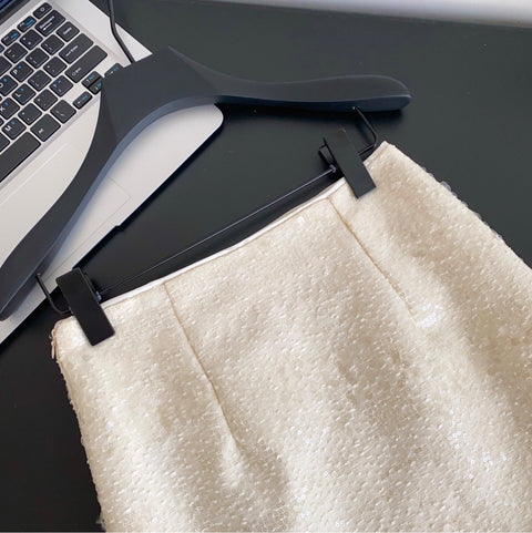 Furry Patchwork Cardigan & Skirt 2Pcs