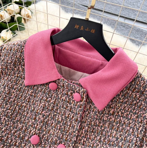 Double-breasted Cardigan & Skirt Tweed 2Pcs