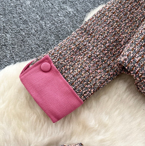 Double-breasted Cardigan & Skirt Tweed 2Pcs