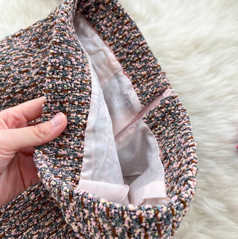 Double-breasted Cardigan & Skirt Tweed 2Pcs