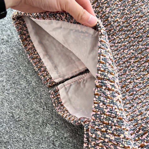 Double-breasted Cardigan & Skirt Tweed 2Pcs