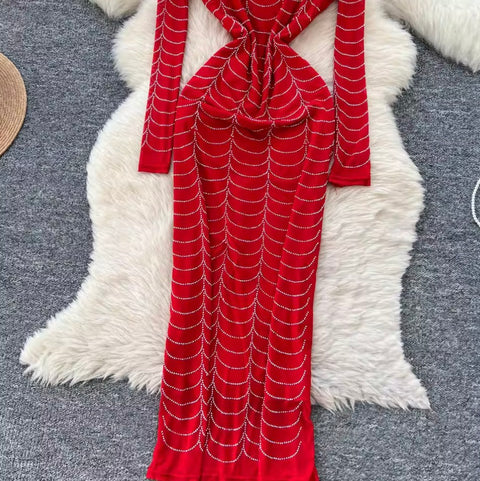 Rhinestone Studded Print Mesh Dress