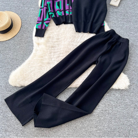 Print Hoodie & Vest & Trousers 3Pcs