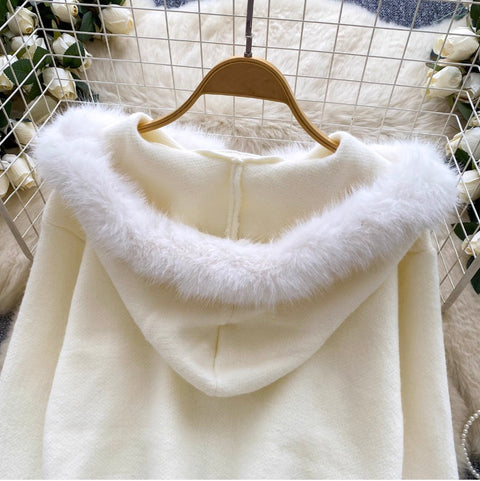 Furry Hooded Patchwork Hoodie