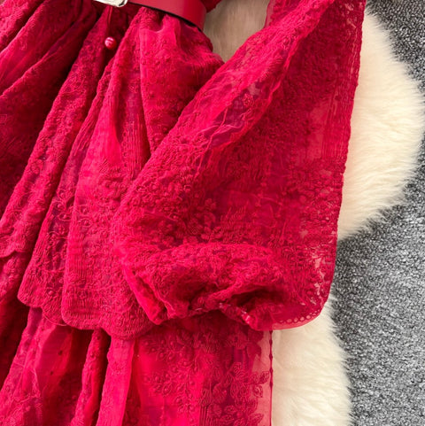 French Style Patchwork Mesh Dress