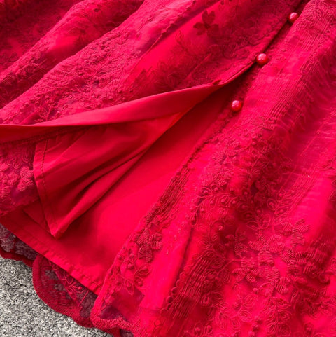 French Style Patchwork Mesh Dress