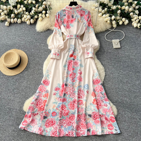 Courtly Floral Print Shirt Dress