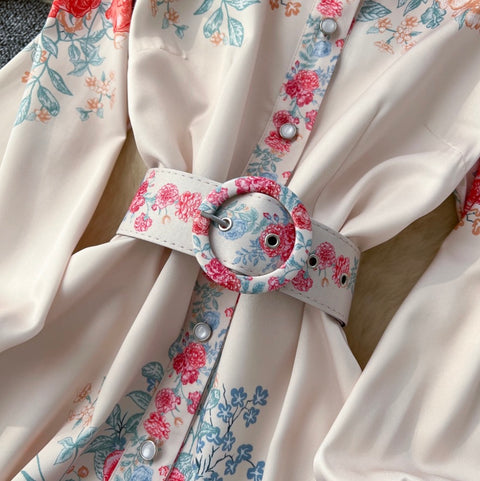 Courtly Floral Print Shirt Dress