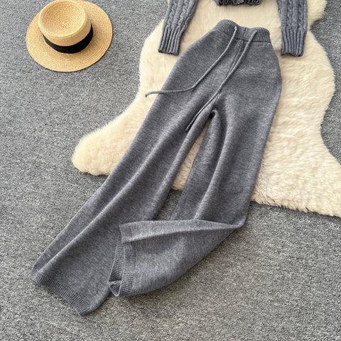 Furry Hooded Cardigan & Trousers Thermal 2Pcs