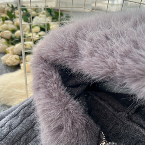 Furry Hooded Cardigan & Trousers Thermal 2Pcs