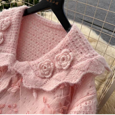 Sweetie Embroidered Cardigan & Skirt 2Pcs