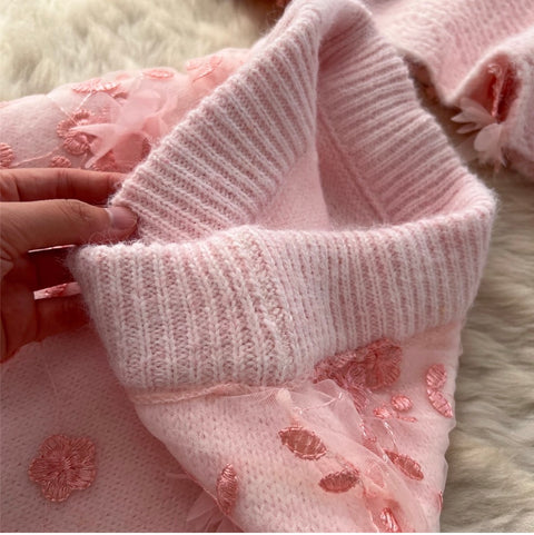 Sweetie Embroidered Cardigan & Skirt 2Pcs