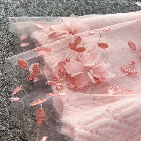 Sweetie Embroidered Cardigan & Skirt 2Pcs