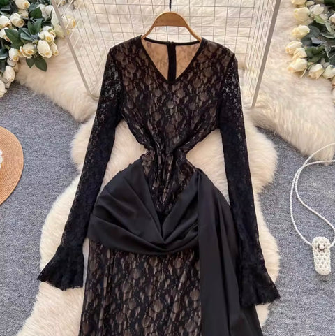 Elegant Embroidery Lace Fishtail Dress