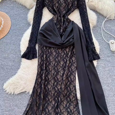 Elegant Embroidery Lace Fishtail Dress