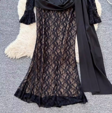 Elegant Embroidery Lace Fishtail Dress