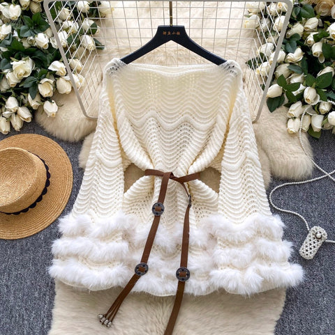 Furry Patchwork Loose-fit Knitwear