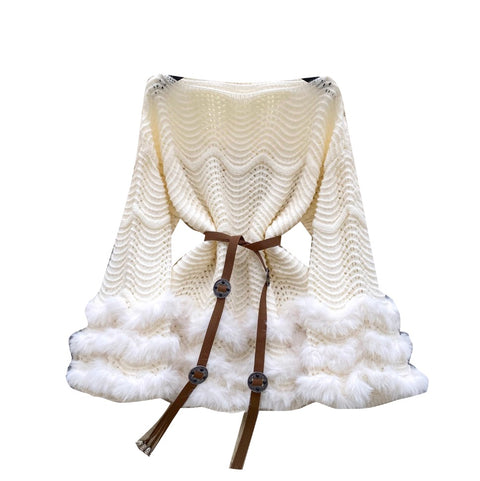 Furry Patchwork Loose-fit Knitwear