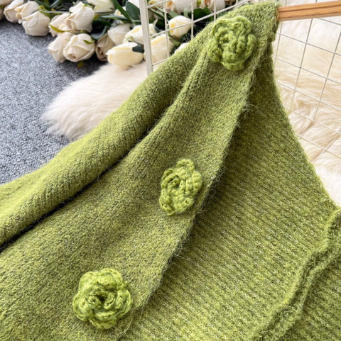 Lace Patchwork Dress & Cardigan 2Pcs