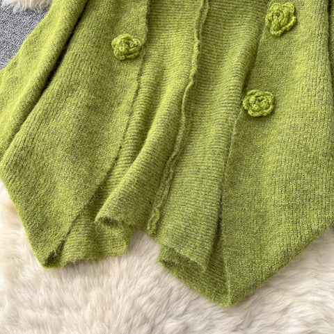 Lace Patchwork Dress & Cardigan 2Pcs